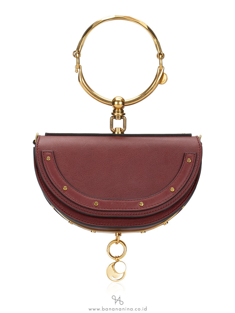 CHLOE Calfskin Nile Minaudiere Bracelet Bag Maroon