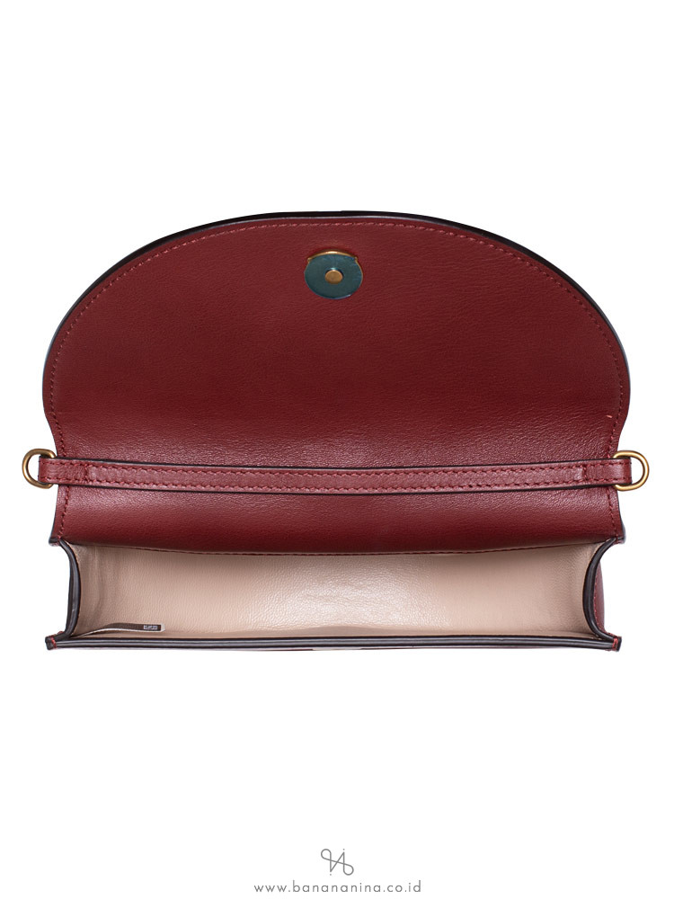 CHLOE Calfskin Nile Minaudiere Bracelet Bag Maroon