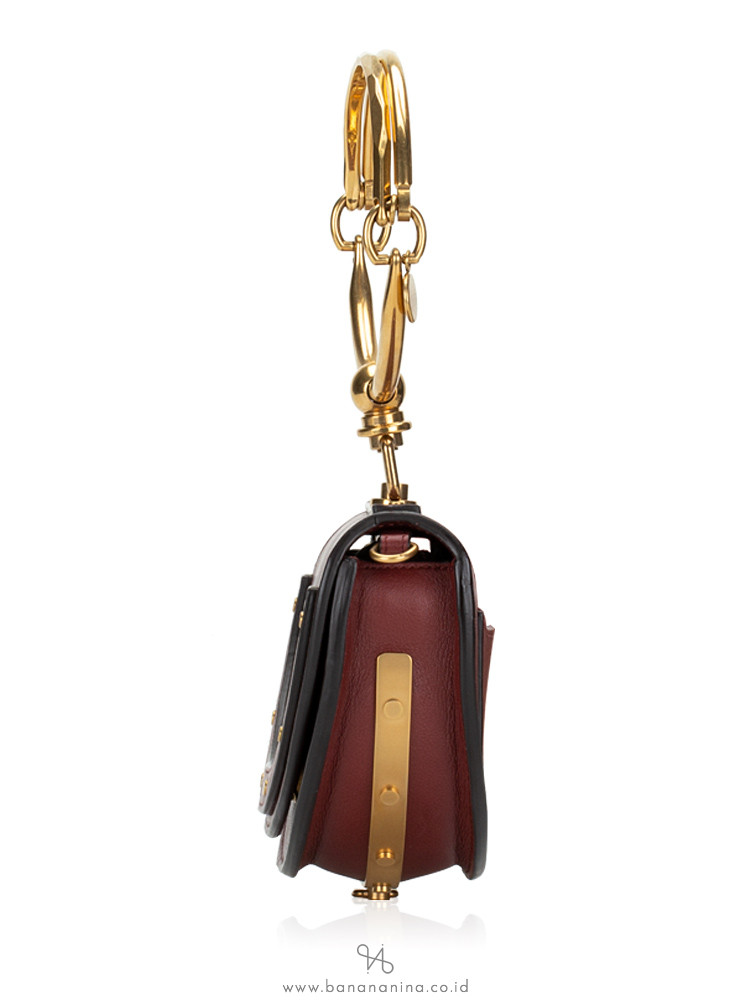 CHLOE Calfskin Nile Minaudiere Bracelet Bag Maroon