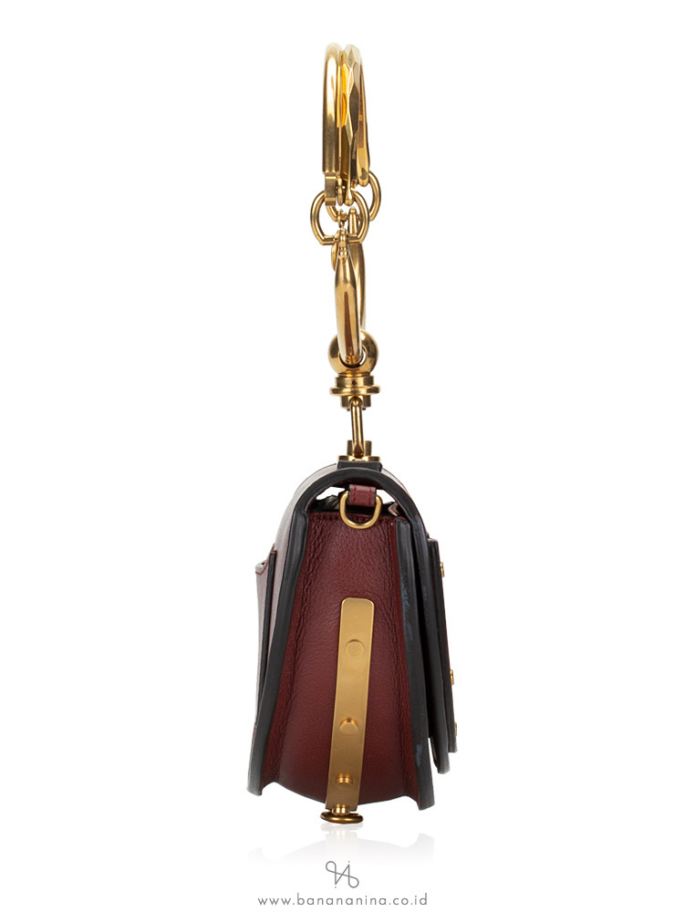 CHLOE Calfskin Nile Minaudiere Bracelet Bag Maroon