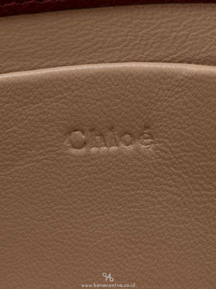 CHLOE Calfskin Nile Minaudiere Bracelet Bag Maroon