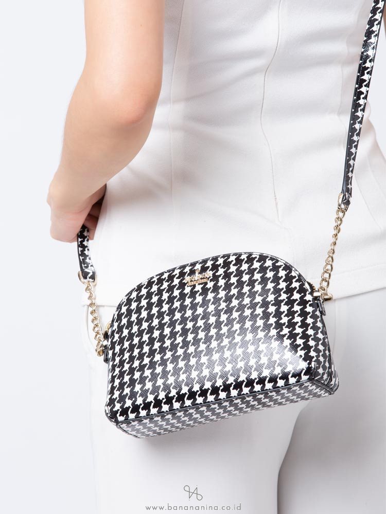 KATE SPADE Cameron Street Houndstooth Hilli Black French Cream