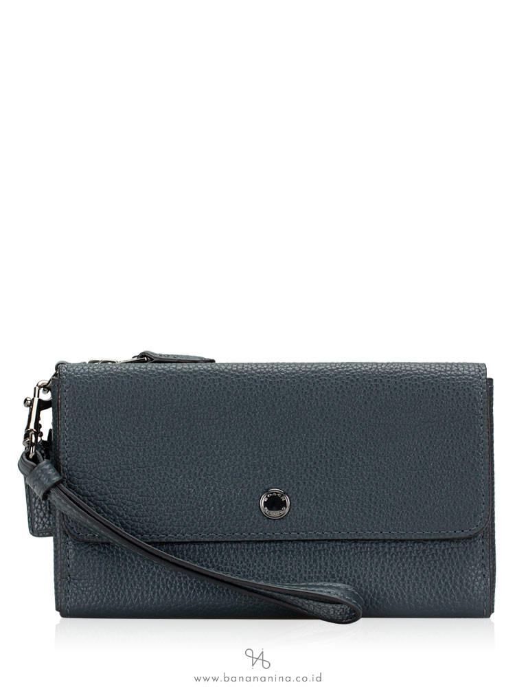 COACH 29609 Pebble Leather Triple Small Wristlet Cypress