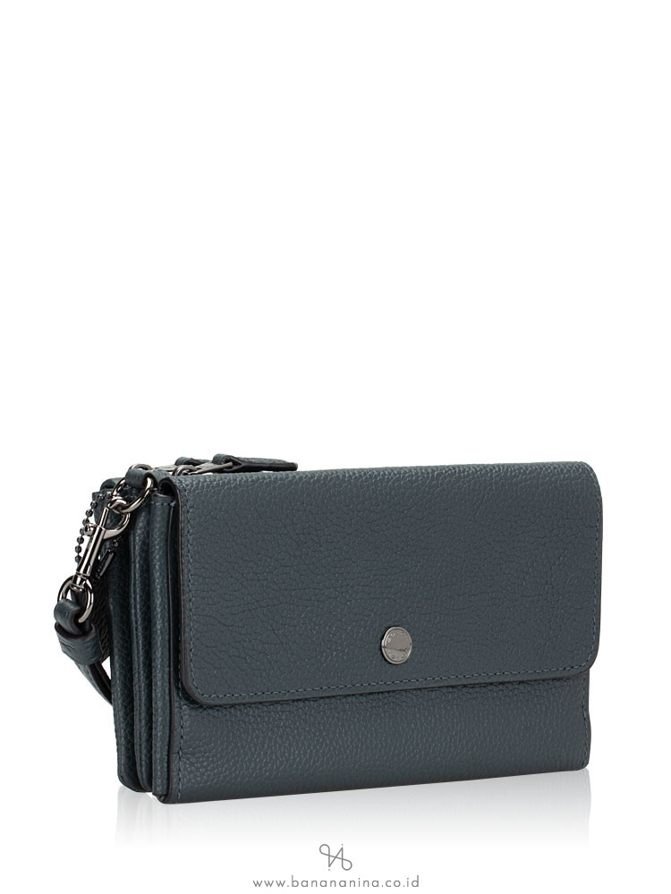 COACH 29609 Pebble Leather Triple Small Wristlet Cypress