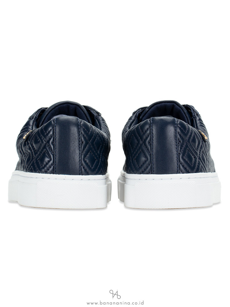 TORY BURCH Marion Quilted Lace Up Sneaker Bright Navy Sz 8