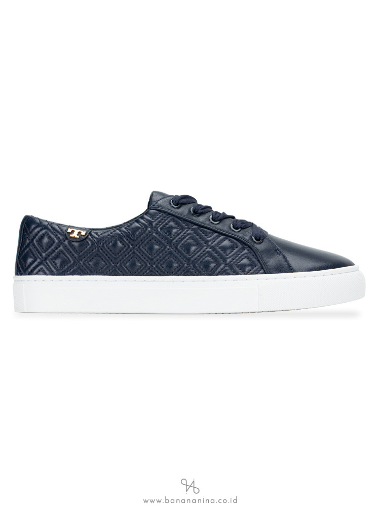 TORY BURCH Marion Quilted Lace Up Sneaker Bright Navy Sz 8