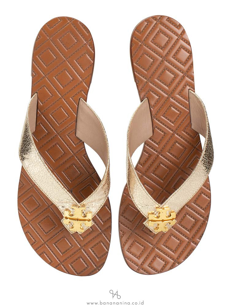 TORY BURCH Maybell Metallic Thong Sandal Rosegold Sz 6.5