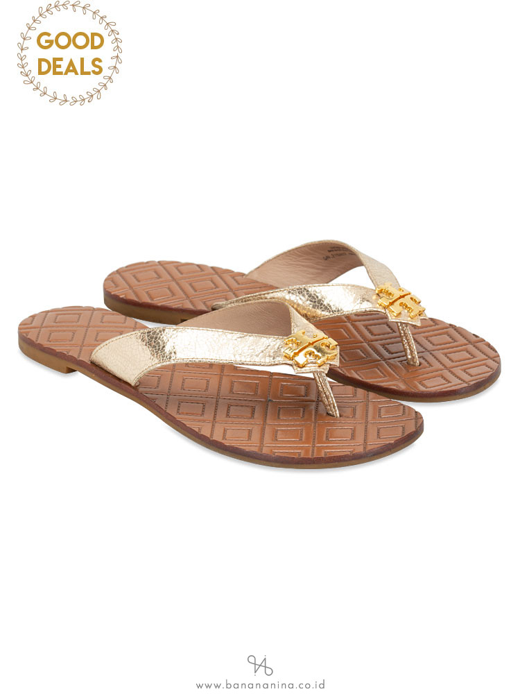 TORY BURCH Maybell Metallic Thong Sandal Rosegold Sz 6.5