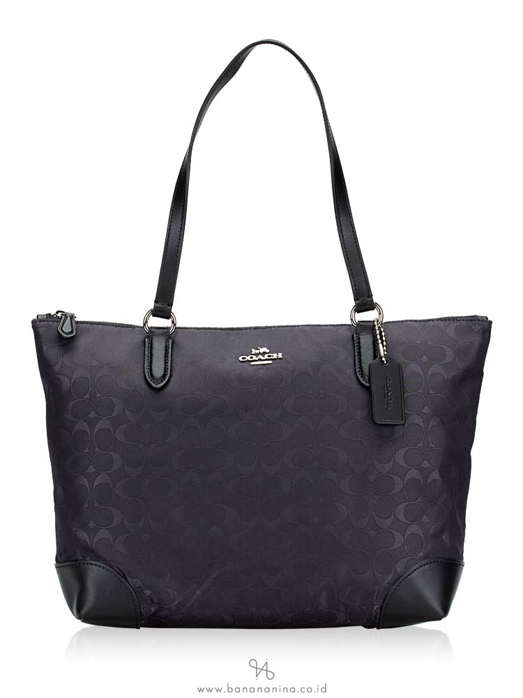 COACH 73184 Signature Nylon Zip Tote Black