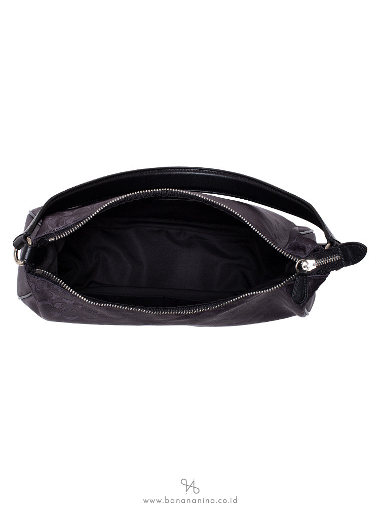 COACH 73185 Signature Nylon Zip Shoulder Bag Black