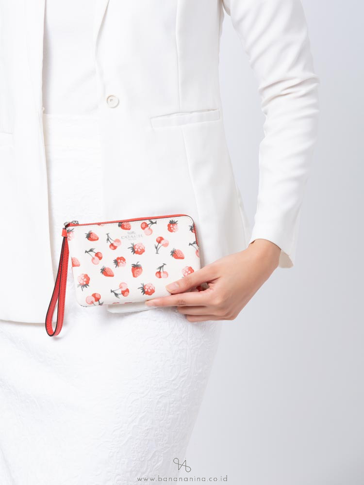 COACH 23674 Fruit Print Small Wristlet Chalk Multi