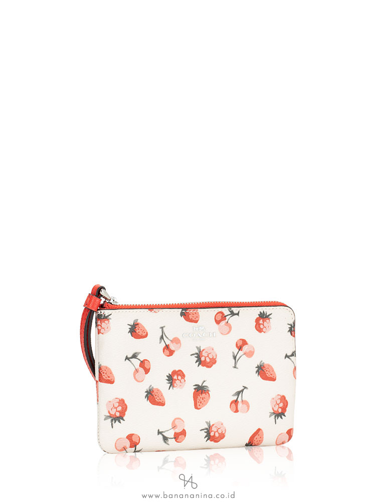 COACH 23674 Fruit Print Small Wristlet Chalk Multi