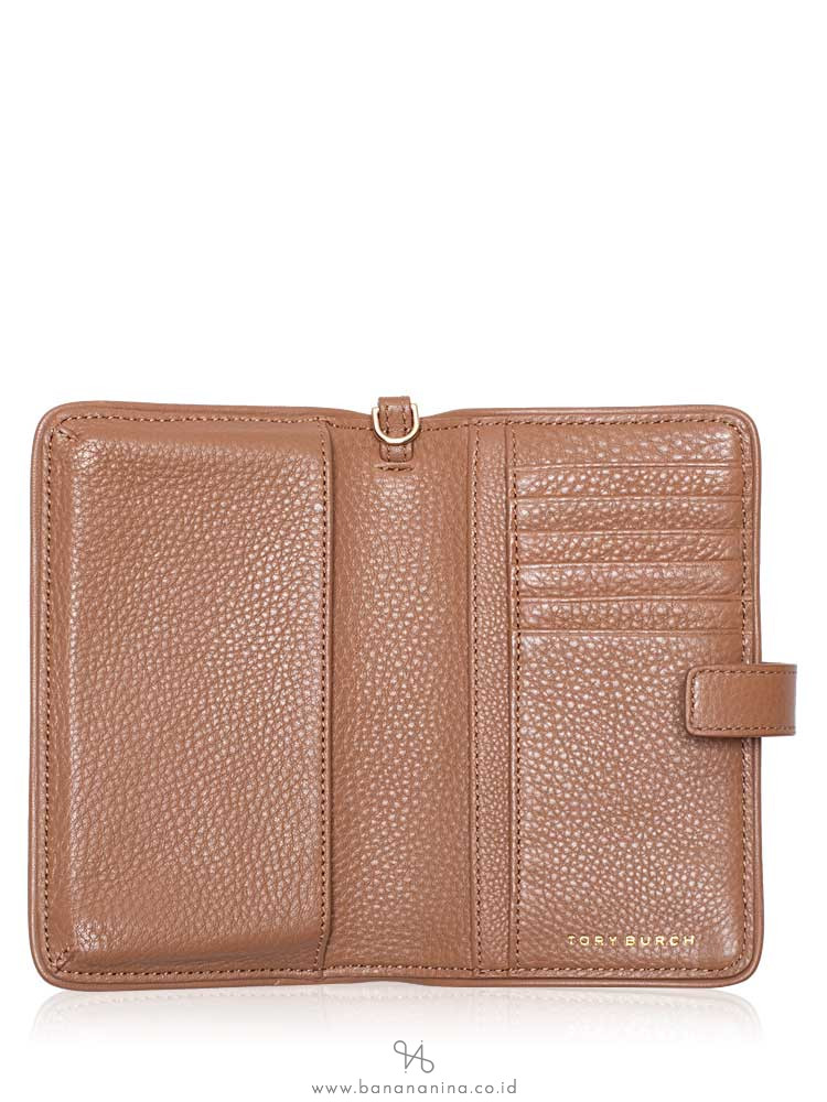 TORY BURCH Britten Small Leather Smartphone Wallet Bark