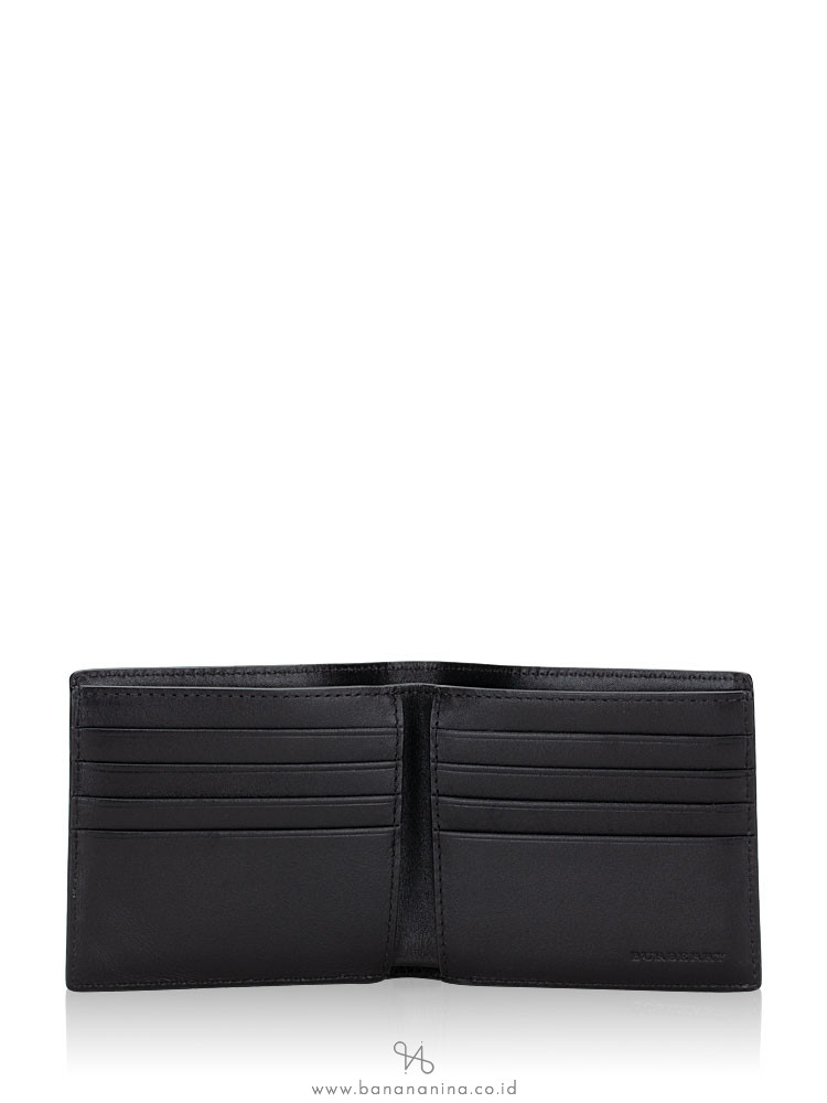 BURBERRY Men London Check Tag Print Bifold Wallet Charcoal