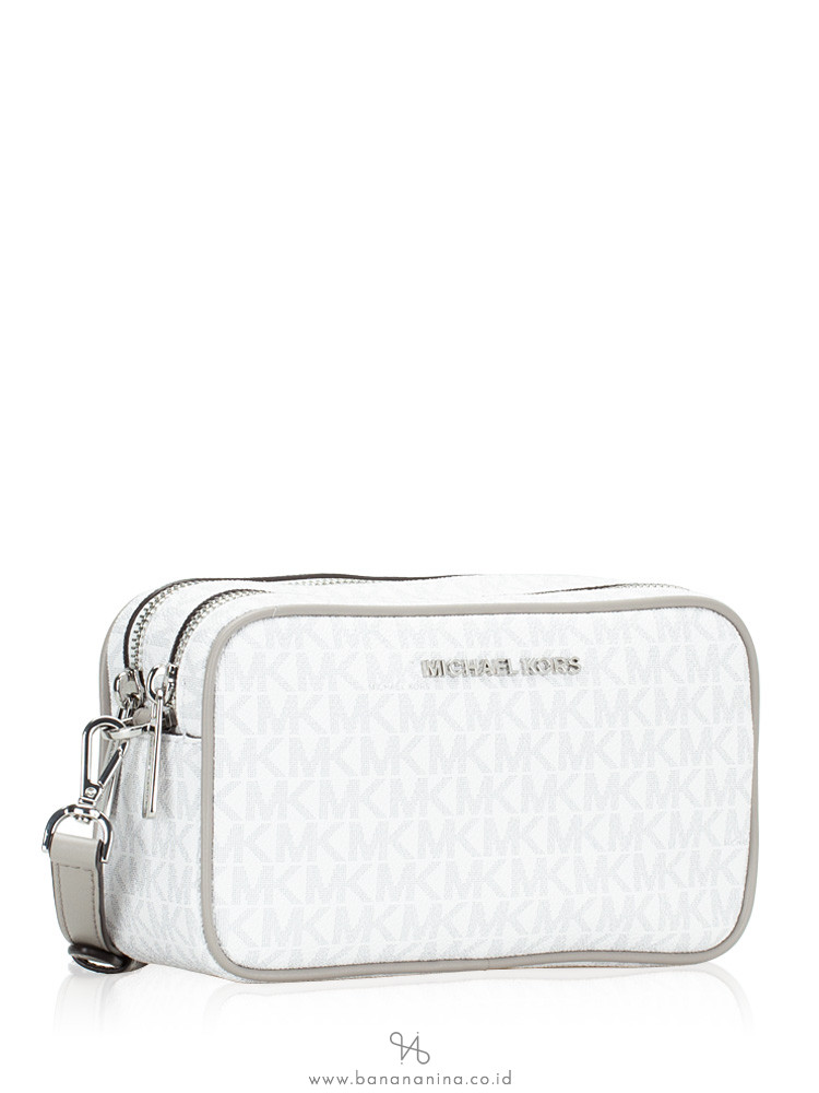 MICHAEL KORS Connie Monogram Small Camera Bag Bright White
