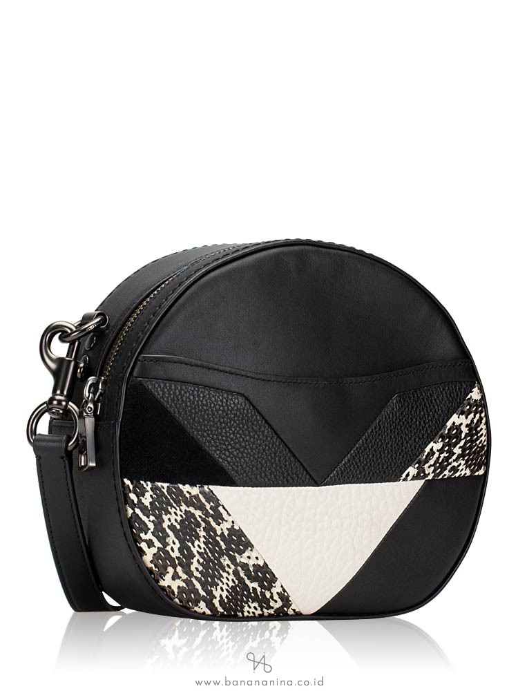 COACH 38668 Patchwork Python Leather Canteen Crossbody Black Multi