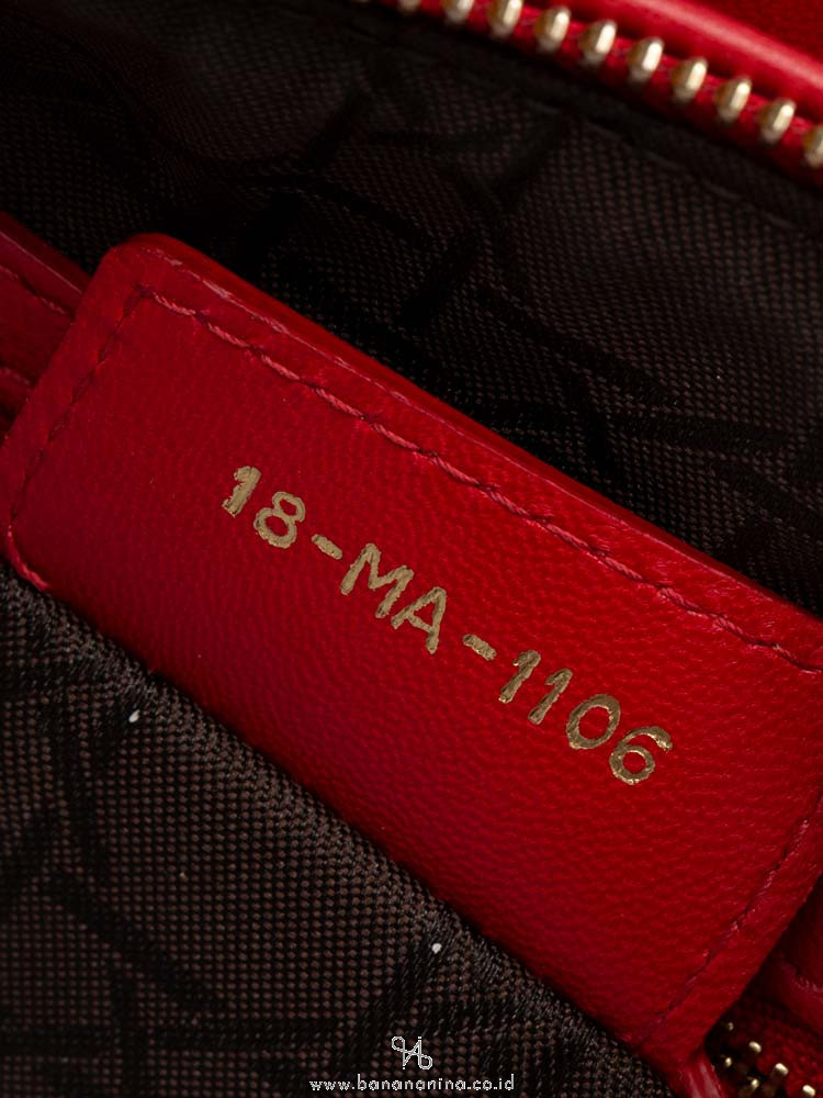 CHRISTIAN DIOR Lambskin Medium Lady Dior Red