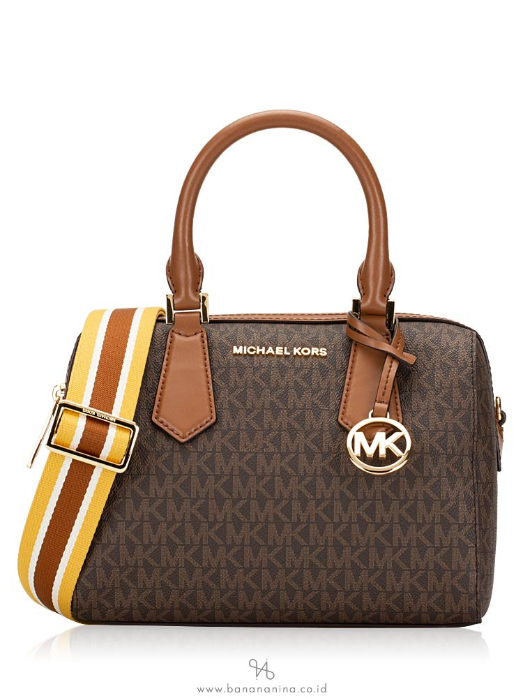 MICHAEL KORS Hayes Monogram Small Duffle Brown Luggage