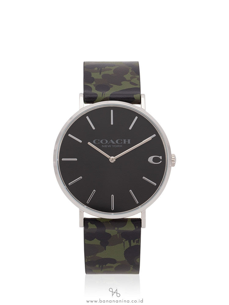 COACH Men 14602154 Charles Leather Strap Camo Green