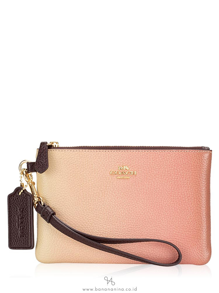 COACH 72893G Ombre Leather Small Wristlet Pink Multi