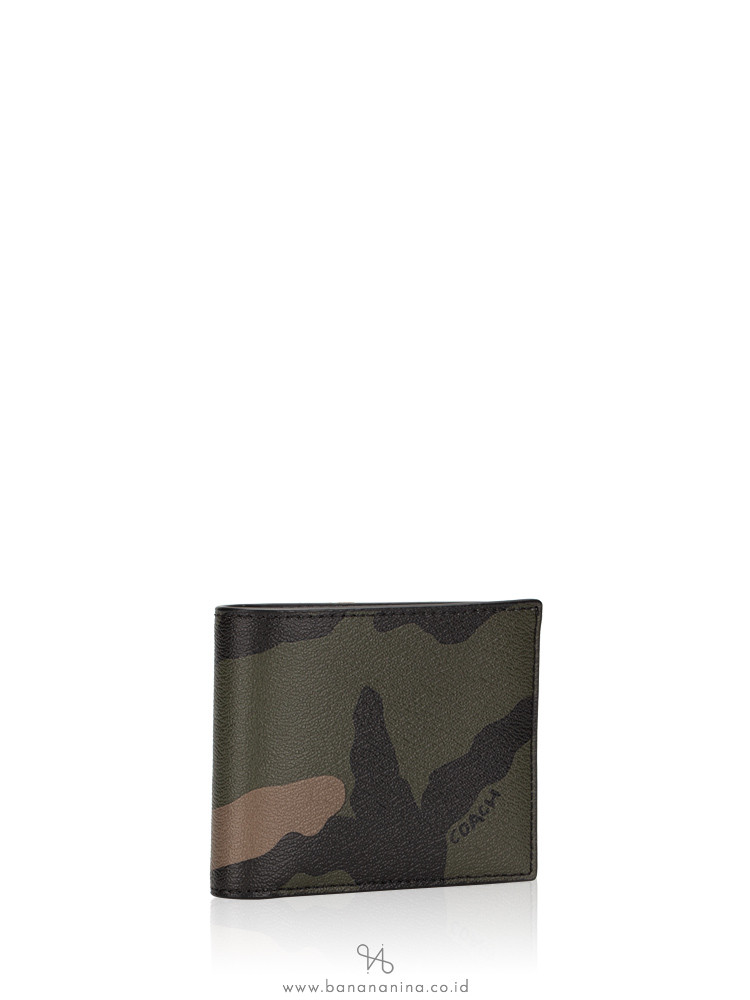 COACH Men 32438 3 in 1 Bifold Wallet Camo Tangerine Multi