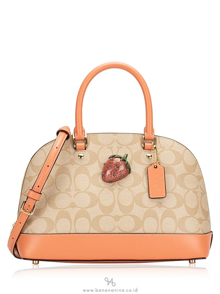 COACH 72752 Signature Mini Sierra With Strawberry Light Khaki Light Coral