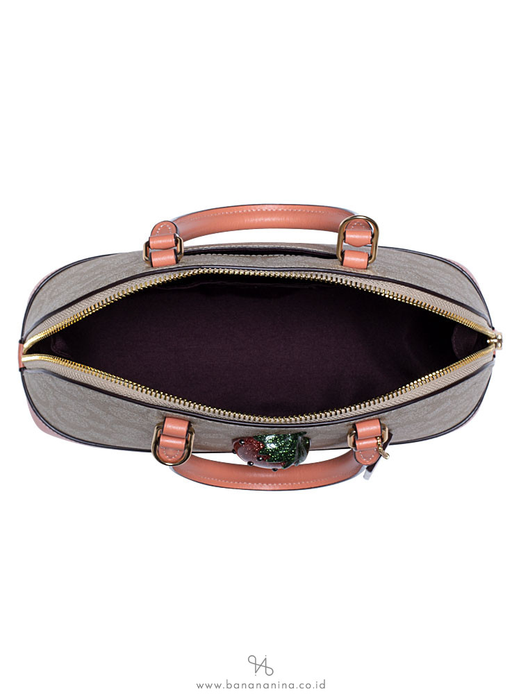COACH 72752 Signature Mini Sierra With Strawberry Light Khaki Light Coral