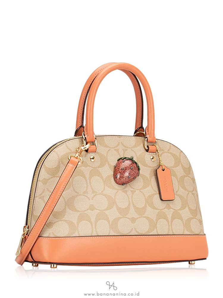 COACH 72752 Signature Mini Sierra With Strawberry Light Khaki Light Coral