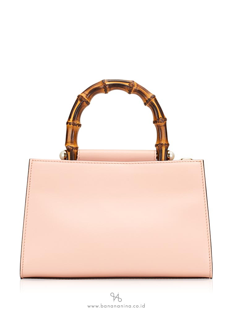 GUCCI Nymphaea Leather Bamboo Top Handle Bag Pink