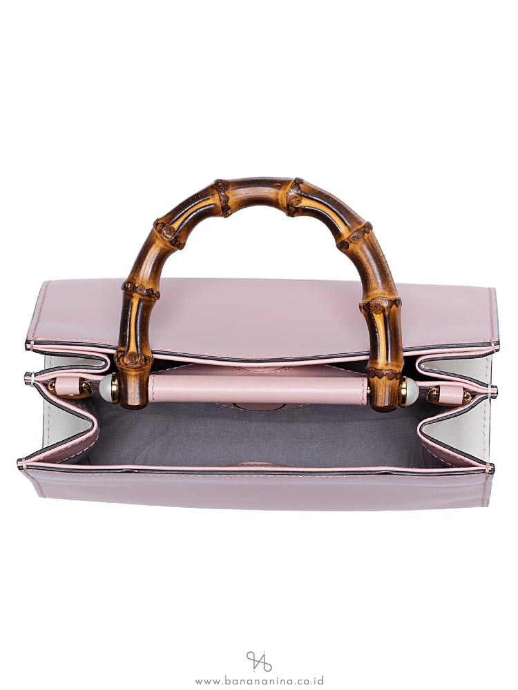 GUCCI Nymphaea Leather Bamboo Top Handle Bag Pink