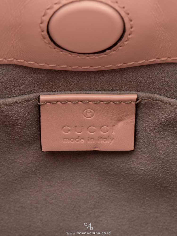 GUCCI Nymphaea Leather Bamboo Top Handle Bag Pink
