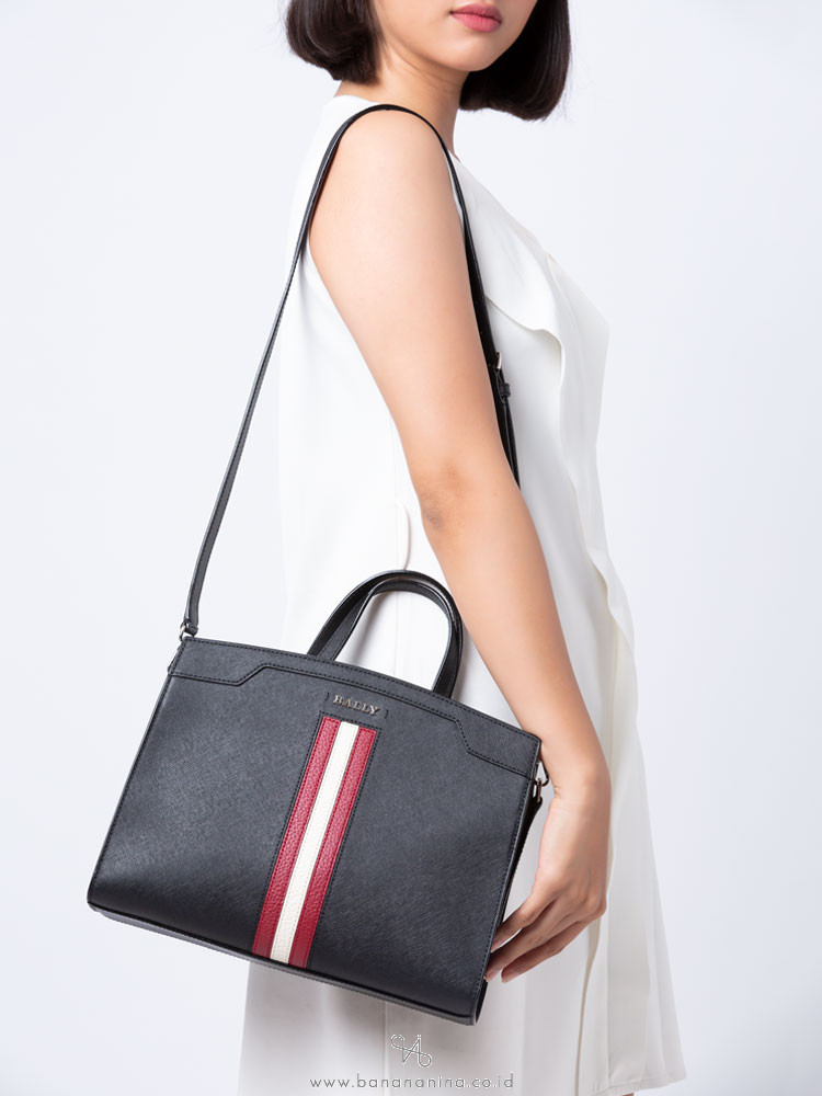 BALLY Scarlets Saffiano Satchel Black