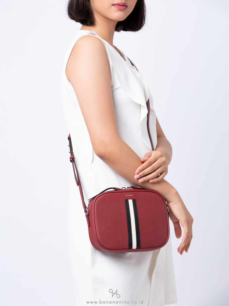 BALLY Sastrid Saffiano Crossbody Garnet