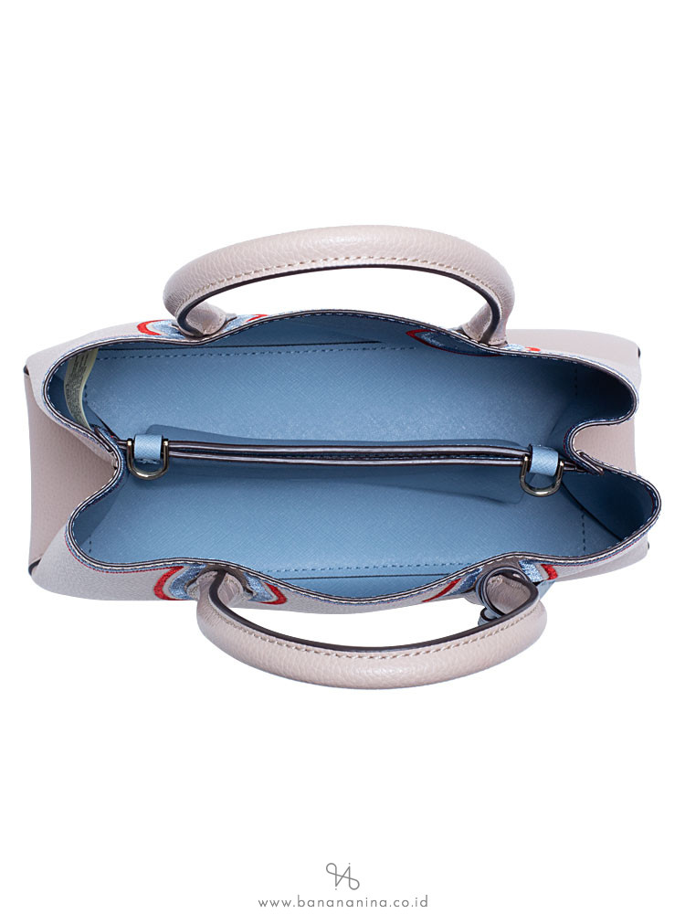 KATE SPADE Eva Embroidered Small Satchel Warm Beige Blue Dawn