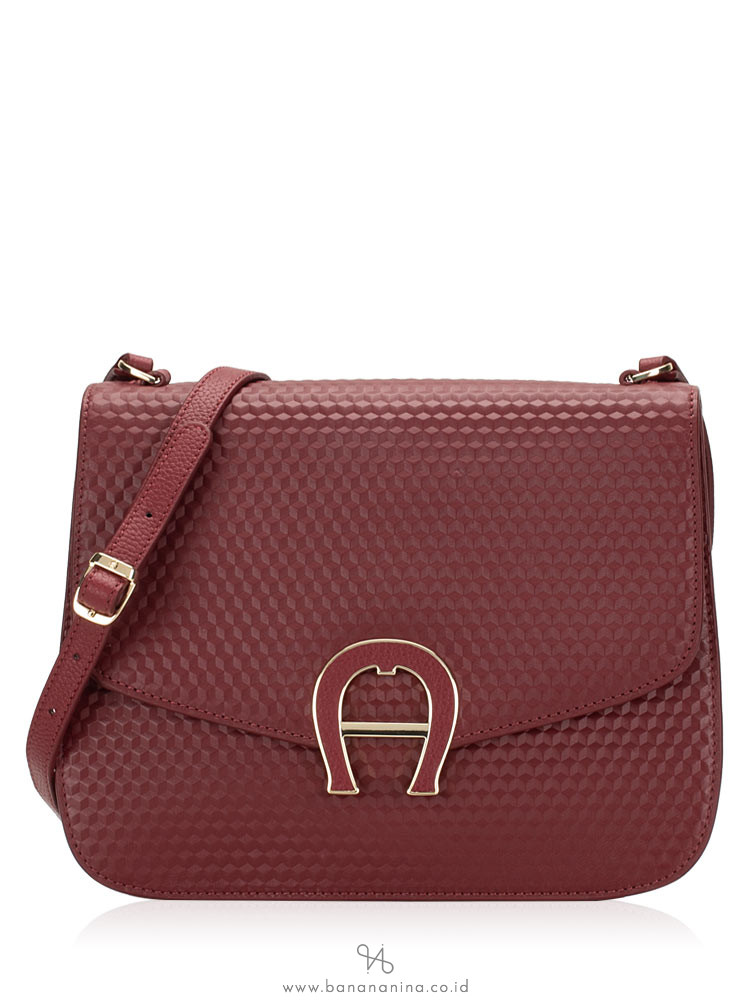 AIGNER Pina Genoveva Leather Crossbody Garnet