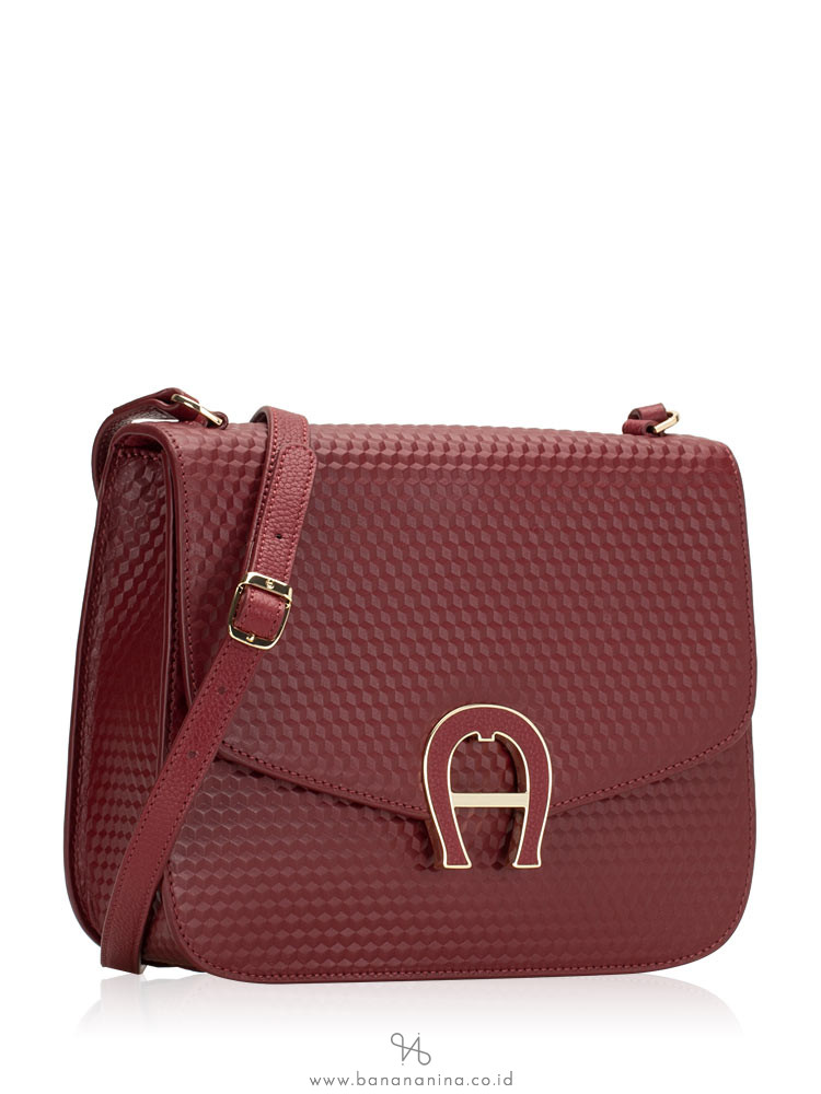 AIGNER Pina Genoveva Leather Crossbody Garnet