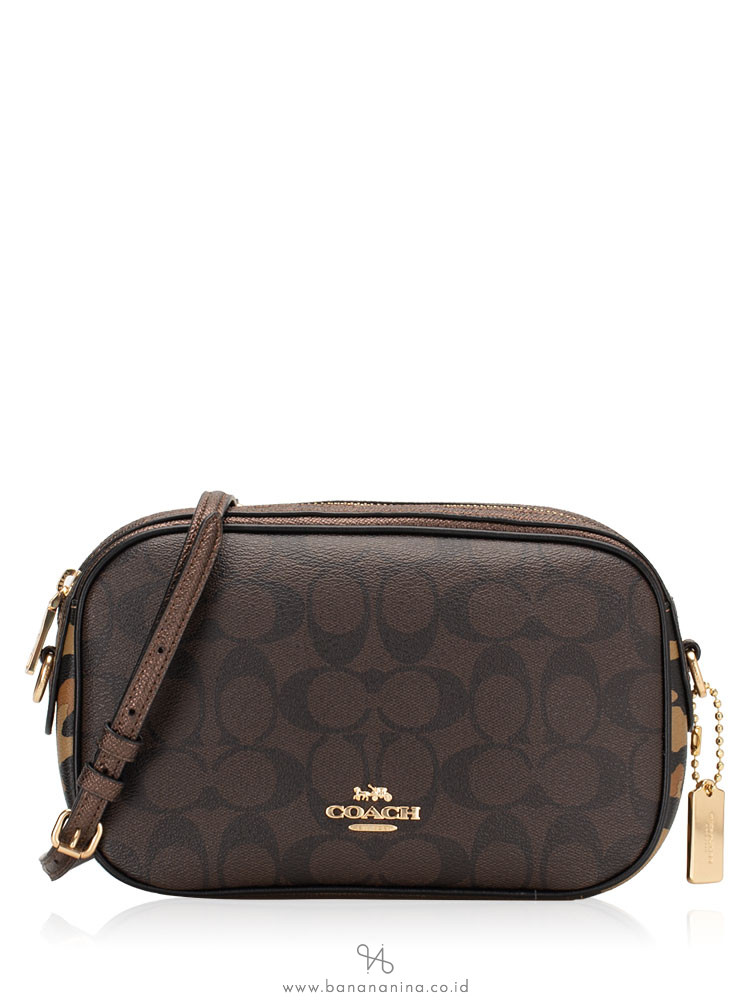COACH 35083 Signature Leopard Mixed Isla Crossbody Brown Multi