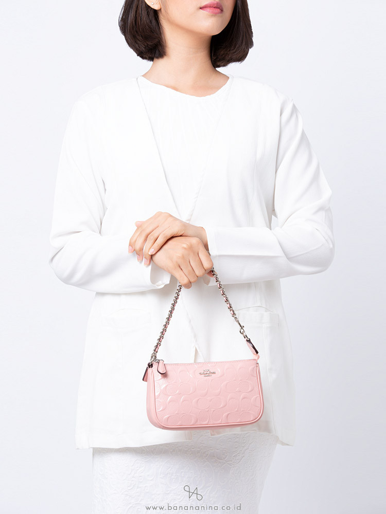 COACH 22698 Signature Debossed Patent Large Wristlet Petal