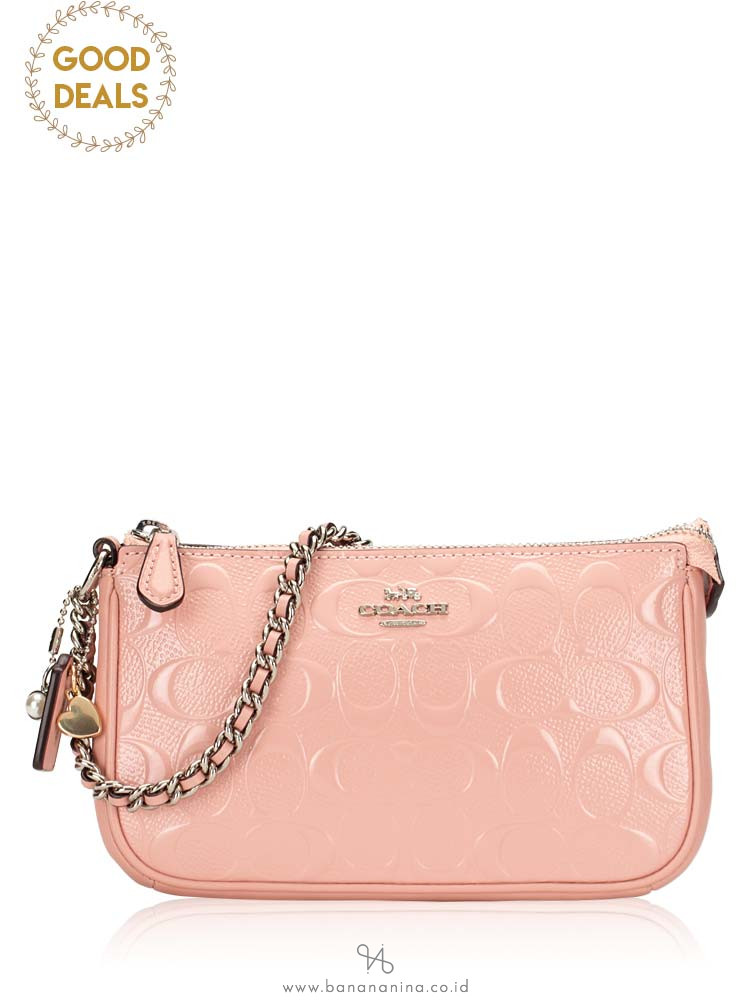 COACH 22698 Signature Debossed Patent Large Wristlet Petal