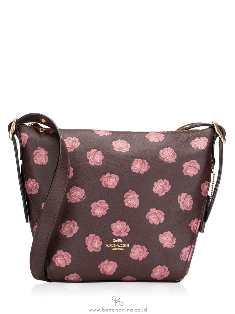 COACH 39697 Rose Print Small Dufflette Oxblood