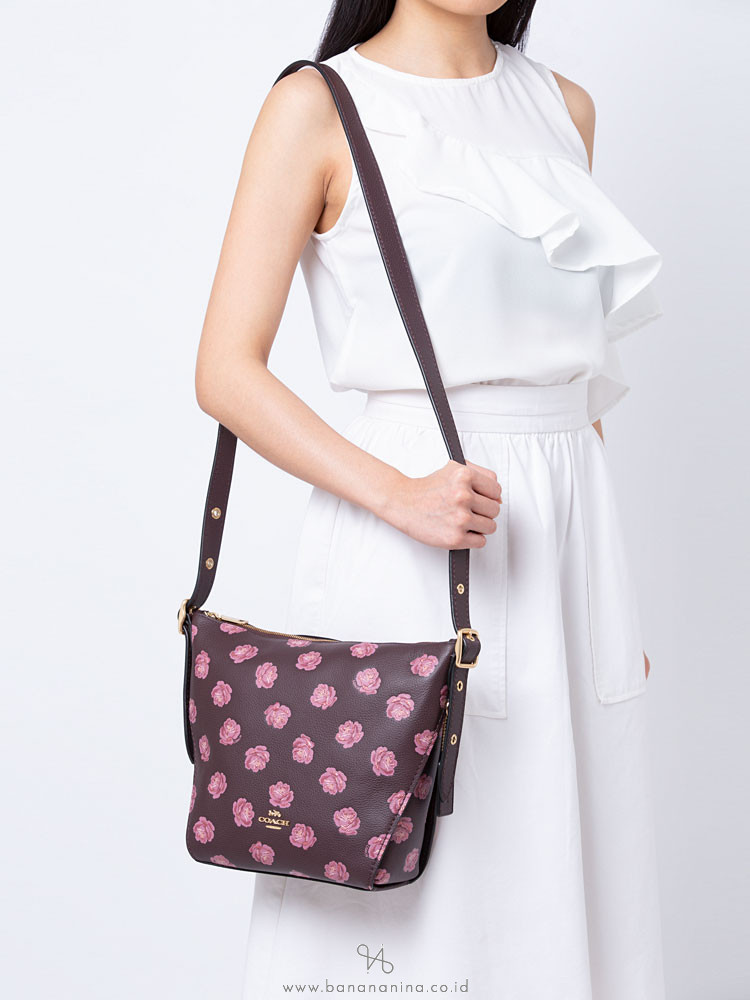 COACH 39697 Rose Print Small Dufflette Oxblood