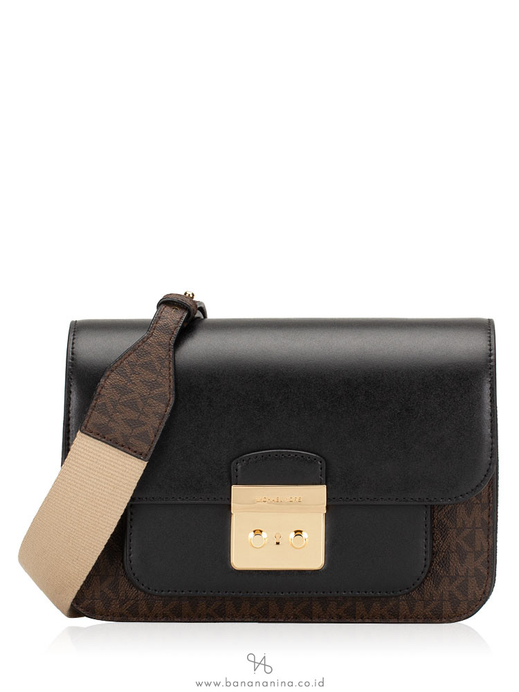 MICHAEL KORS Sloan Editor Signature Large Shoulder Bag Brown Black