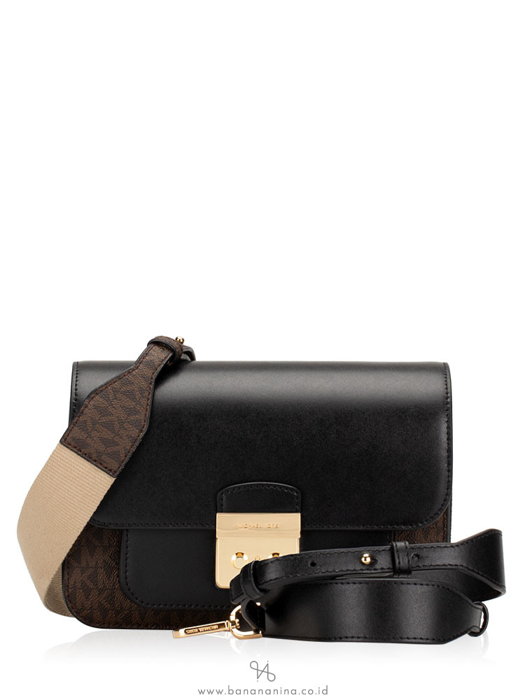 MICHAEL KORS Sloan Editor Signature Large Shoulder Bag Brown Black