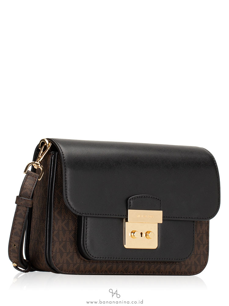 MICHAEL KORS Sloan Editor Signature Large Shoulder Bag Brown Black