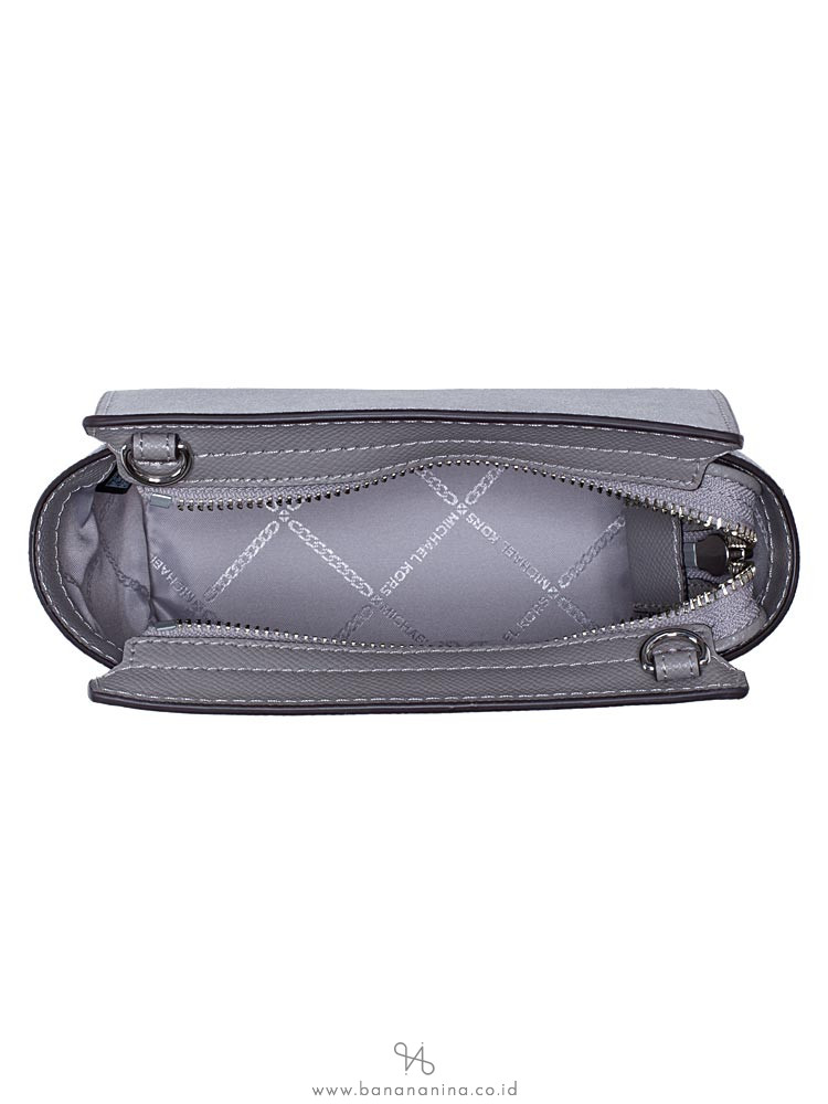 MICHAEL KORS Selma Leather Mini Messenger Pearl Grey