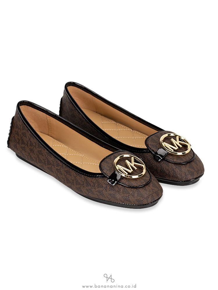 MICHAEL KORS Lillie Signature Flats Brown Black Sz 6