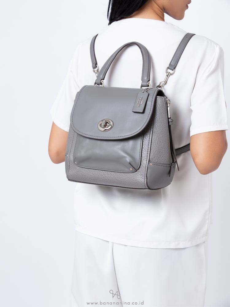 COACH 30525 Mixed Leather Faye Backpack Heather Grey