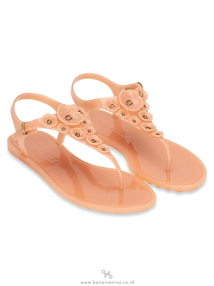 COACH Tea Rose Multi Jelly Sandals Peony Sz 37.5