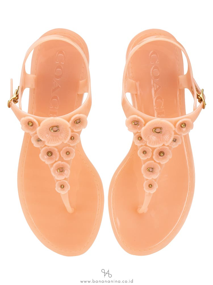 COACH Tea Rose Multi Jelly Sandals Peony Sz 37.5