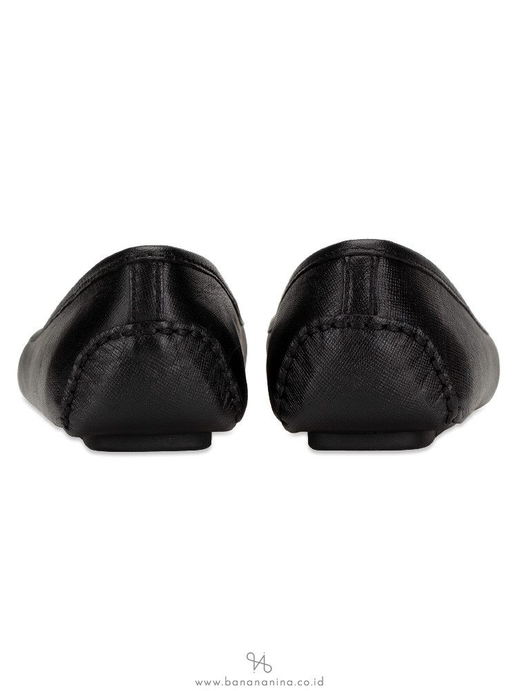 MICHAEL KORS Fulton Saffiano Flats Black Silver Sz 5